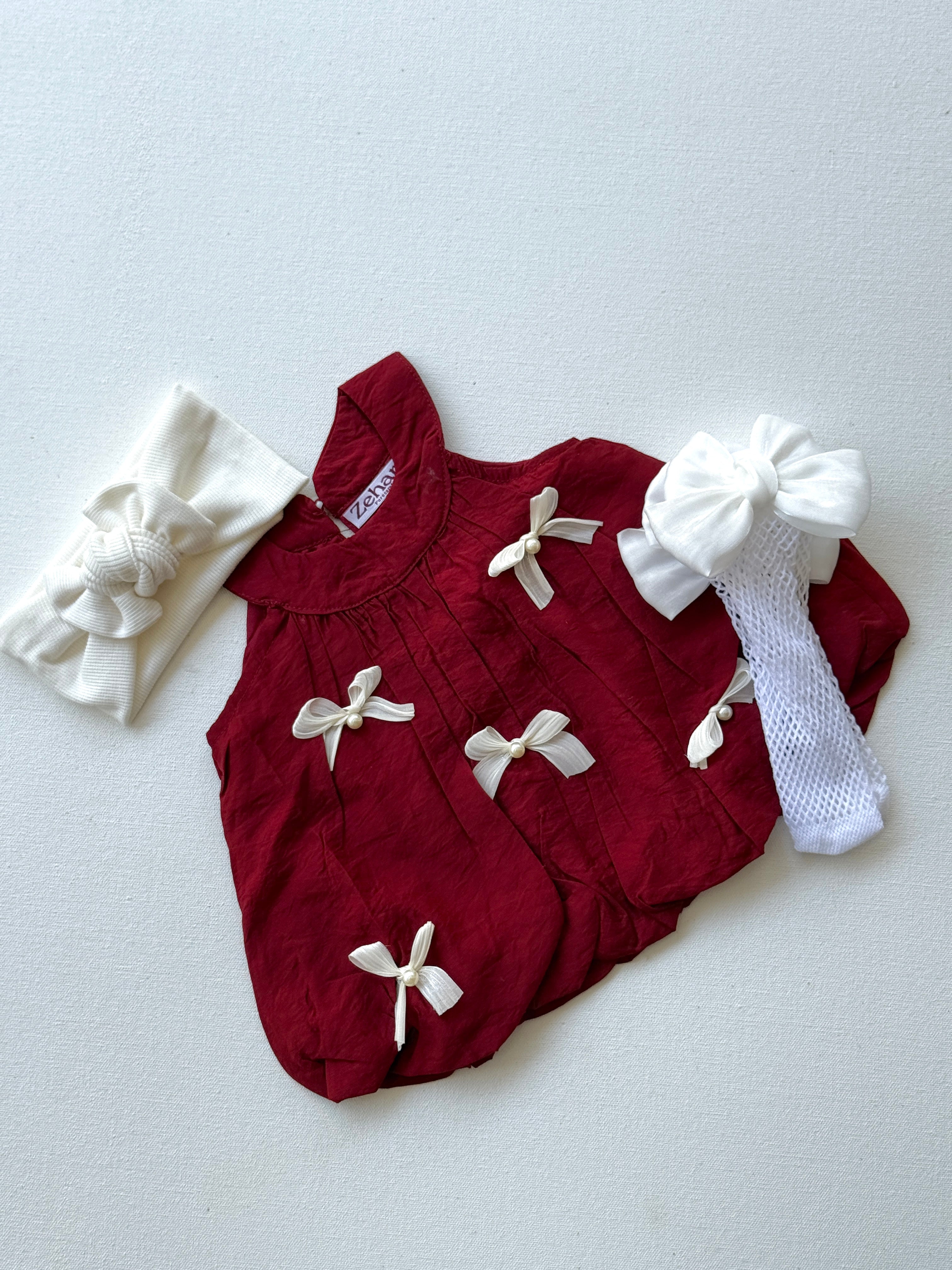 Crimson Pearl Headband Socks Set