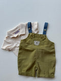 Olive Bear Dungaree set