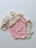 Rosette Angel Romper Headband and Socks combo